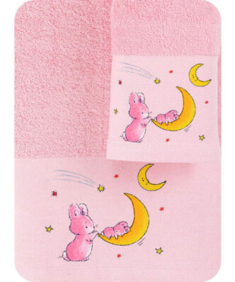 Σετ Βρεφικές Πετσέτες Μπάνιου (2τμχ) Bunny της BOREA - Ροζ