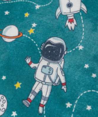 Σετ Φανελένια Βρεφικά Σεντόνια Κούνιας (3τμχ) Αστροναύτης της BOREA (120x160) - Πετρόλ