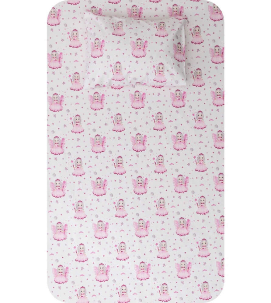 Σετ Βρεφικά Σεντόνια Κούνιας (3τμχ) Νεράιδα της BOREA (120x160) - Ροζ