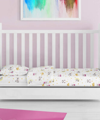 Βρεφική Παπλωματοθήκη Κούνιας Sweet Dreams 553 της DIMcol (120x160) - White-Pink