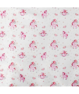 Βρεφικό Σεντόνι Λίκνου (1τμχ) Unicorn 208 της DIMcol (80x110) - White-Pink