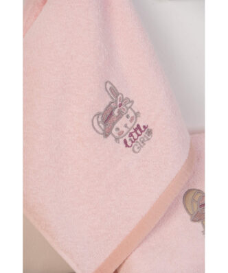 Σετ (2τμχ) Βρεφικές Πετσέτες Μπάνιου Rabbit Girl 146 της DIMcol - Ροζ