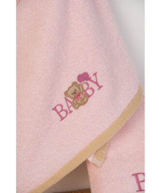 Σετ (2τμχ) Βρεφικές Πετσέτες Μπάνιου Baby Bear 162 της DIMcol - Ροζ