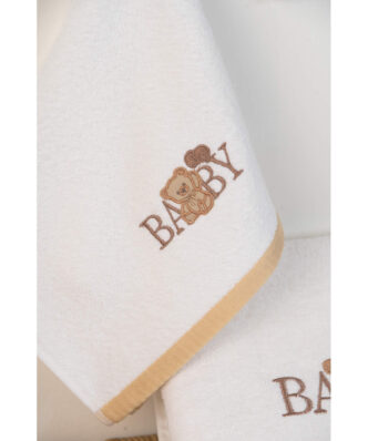 Σετ (2τμχ) Βρεφικές Πετσέτες Μπάνιου Baby Bear 163 της DIMcol - Λευκό