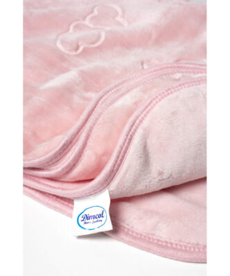 Βρεφική Βελουτέ Κουβέρτα Κούνιας Sweet Bear 12 της DIMcol (110x140) - Pink