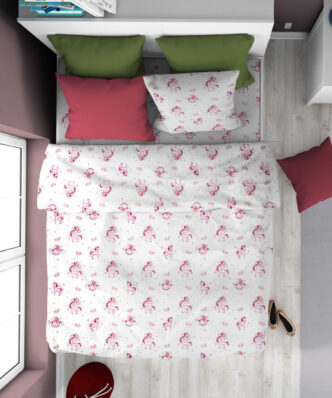 Παιδική Παπλωματοθήκη Μονή Unicorn 208 της DIMcol (160x240) - White-Pink