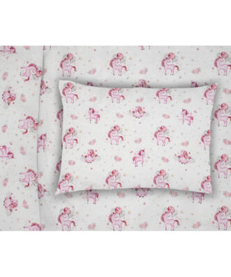 Παιδική Μαξιλαροθήκη (1τμχ) Unicorn 208 της DIMcol (50x70) - White-Pink