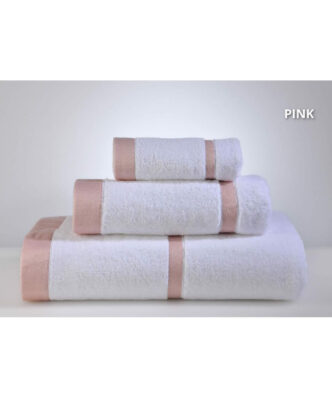 Σετ (3τμχ) Πετσέτες Μπάνιου Lydia White/Pink της Down Town