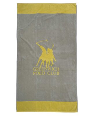 3889 Πετσέτα Θαλάσσης της GREENWICH POLO CLUB (90x170) - ΓΚΡΙ-ΚΙΤΡΙΝΟ