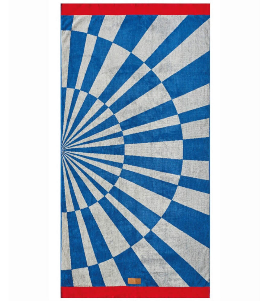 LABYRINTH Βελουτέ Πετσέτα Θαλάσσης της ΚΕΝΤΙΑ (80x160) - BLUE - ECRU