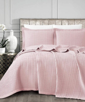 Σετ (3τμχ) Καλοκαιρινή Κουβέρτα Υπέρδιπλη Όνειρα Ροζέ της BOREA (230x245)