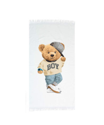 Παιδική Πετσέτα Θαλάσσης / Παρεό Teddy Boy Εκρού της BOREA (90x160)