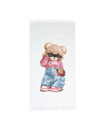 Παιδική Πετσέτα Θαλάσσης / Παρεό Teddy Girl Εκρού της BOREA (90x160)
