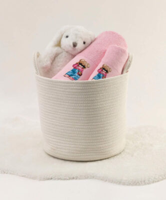 Σετ (2τμχ) Βρεφικές Πετσέτες Μπάνιου Teddy Girl Ροζ της BOREA