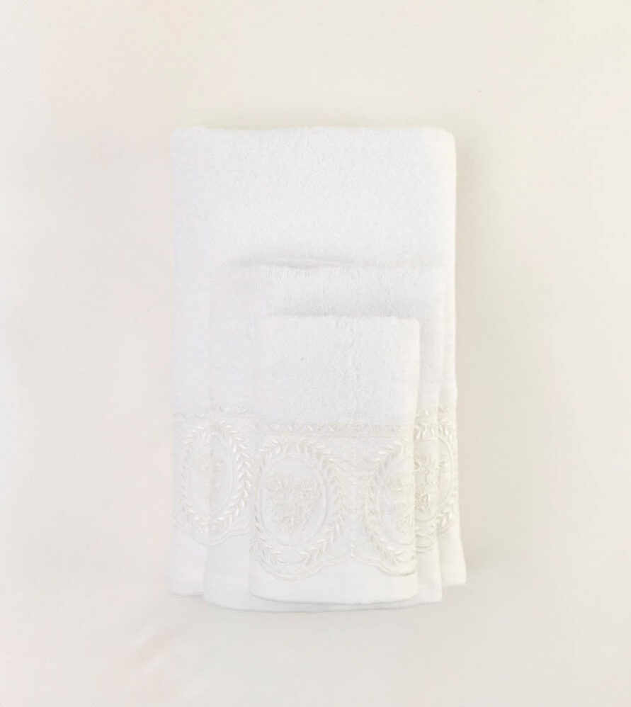 Σετ (3τμχ) Πετσέτες Μπάνιου Ρόδον Λευκό της BOREA